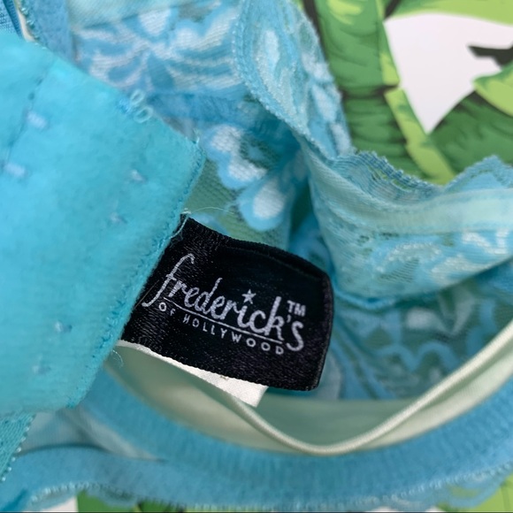Y2K Frederick's of Hollywood Bra Women's Size 34D Sexy Blue Lace Underwired - Picture 6 of 7